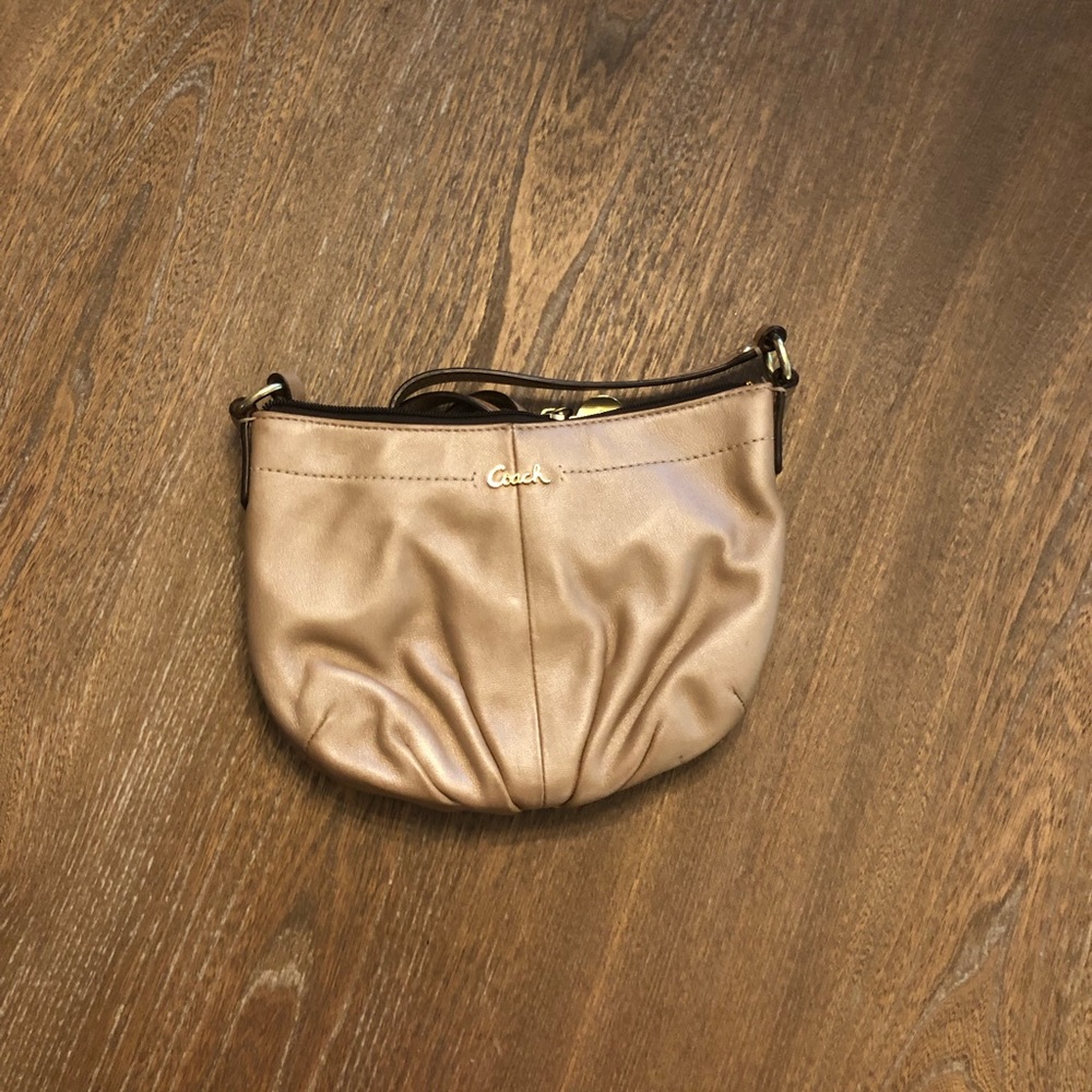 Coach small platinum leather crossbody
